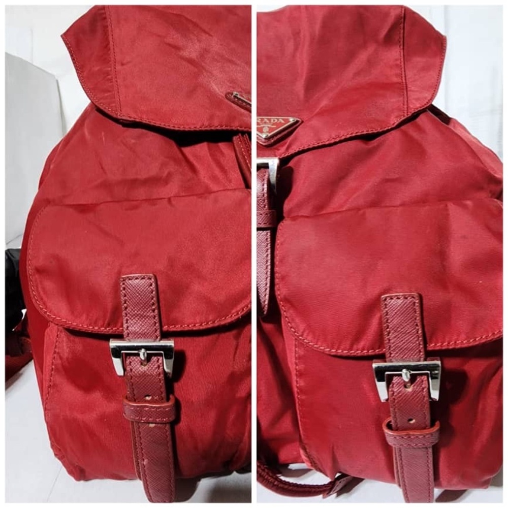 Authentic PRADA Tessuto Nylon Vela Medium Backpack Red - Picture 7 of 14